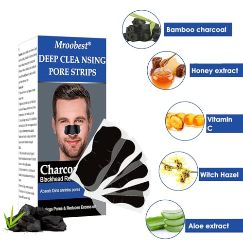 TruuMe Mitesser Nasenstrips, Nasenstrips, Pore Strips, Anti Nosestripes Mitesser, Poren Reinigung mit Aktivkohle, Entfernen Mitesser und Unreinheiten, 50Pcs