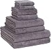 Fast Drying Extra Large Bath Towel Set, Decorative & Luxury Premium Turkish Cotton Towels for Clearance - Spa & Hotel Quality - Pack of 8 Including 2 Oversized Bath Sheets (30x60) - Grey