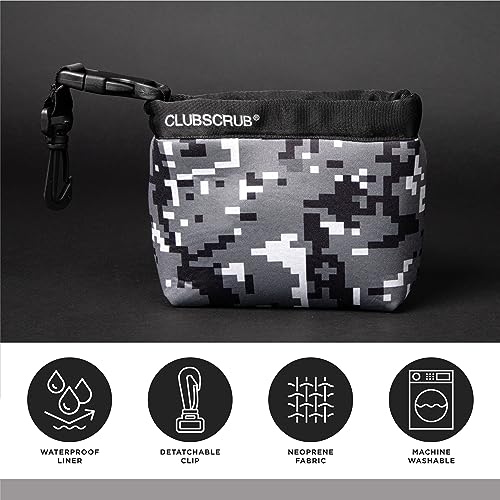 Image of Club Scrub Golf Club and Golf Ball Cleaning Bag, Waterproof Clean Face Technology Liner, Detachable Clip, Machine Washable, Cleans Club Grooves, Dry Exterior (Neoprene or Microfiber Option Available)