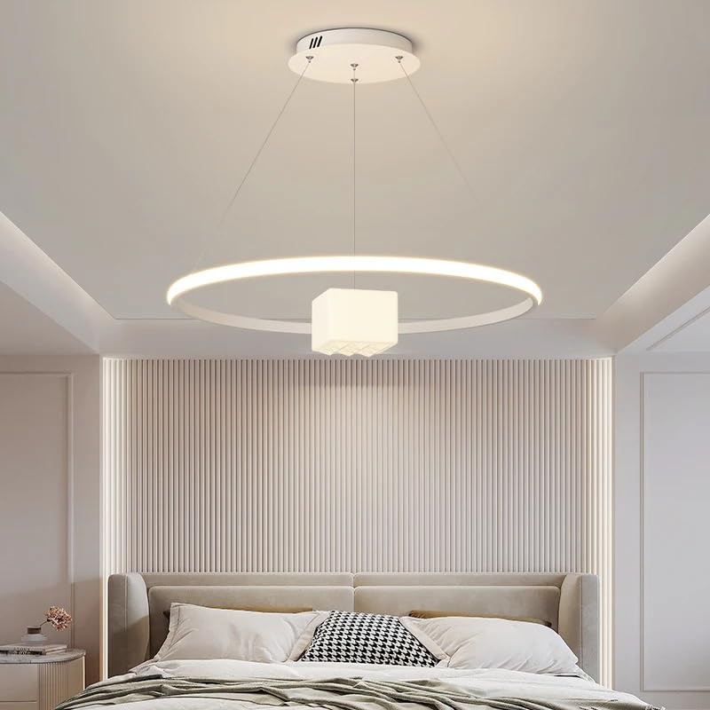 Lustre LED moderne pour salon et chambre avec éclairage intérieur 3 colors blanc