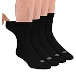 Doctor\'s Choice Diabetic Socks for Men, Seamless Crew Socks with Non-Binding Top, Provides Extra Comfort for Gout, 4-Pairs, Black, Large, Size 10-13