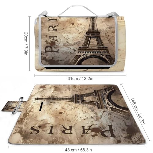 Tapis de camping pliable Tour Eiffel résistant chaleur couverture pique-nique - 4