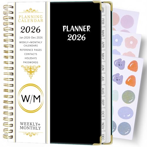 FENSPARK XPW[ 2026N1n܂A5TCY蒠 L VXe蒠 vi[ }X[&EB[N[  ԊǗm[g rWlX n[hJo[ 22×16cm (ubN)