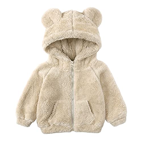 Gajaous Chaqueta con capucha de lana de dibujos animados para bebés recién nacidos, niños y niñas, abrigo con orejas, prendas de vestir cálidas, abrigo con cremallera