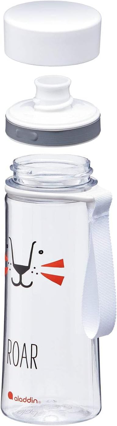 Aladdin My First Aveo Lion Childrens Water Bottle 0.35L White – Leakproof - Wide Opening for Easy Fill - BPA-Free - Kids Water Bottles for School - Stain and Smell Resistant - Dishwasher Safe