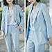 LISUEYNE Women’s Two Pieces Blazer Office Lady Suit Set Work Blazer Jacket and Pant Blue