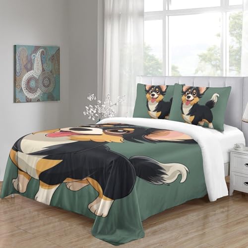 Housse de couette Corgi 3D 220x240 microfibre anti-plis avec fermeture éclair - 5