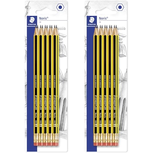 STAEDTLER 122-2 BK10 Graphite Pencil With Eraser Tip - Hb Grade - Pack of 20 (2 x Blisters of 10)