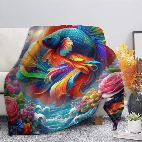 Couverture douillette koi microfibre chaude et moelleuse pour lit