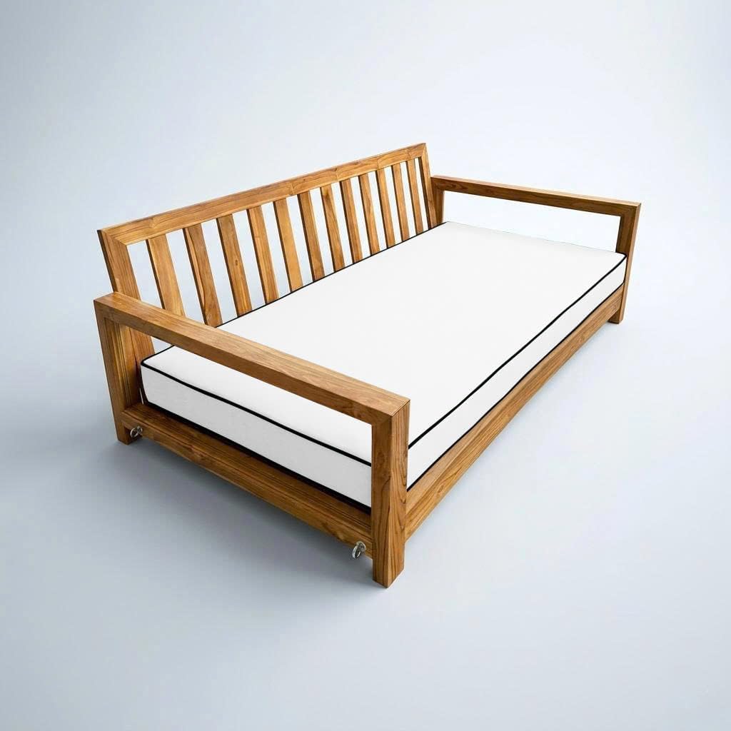 Prolinemax |Cover ONLY| Outdoor Contrast Trim 6" Crib Daybed Fitted Sheet Slipcover AD106