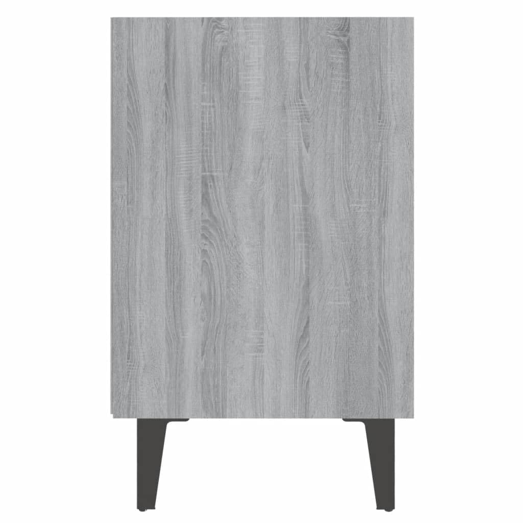 Générique Nachttisch mit Füßen aus Metall, Sonoma, Grau, 40 x 30 x 50 cm | Zwei Ablageböden, stabil und robust, leicht zu reinigen mit einem feuchten Tuch