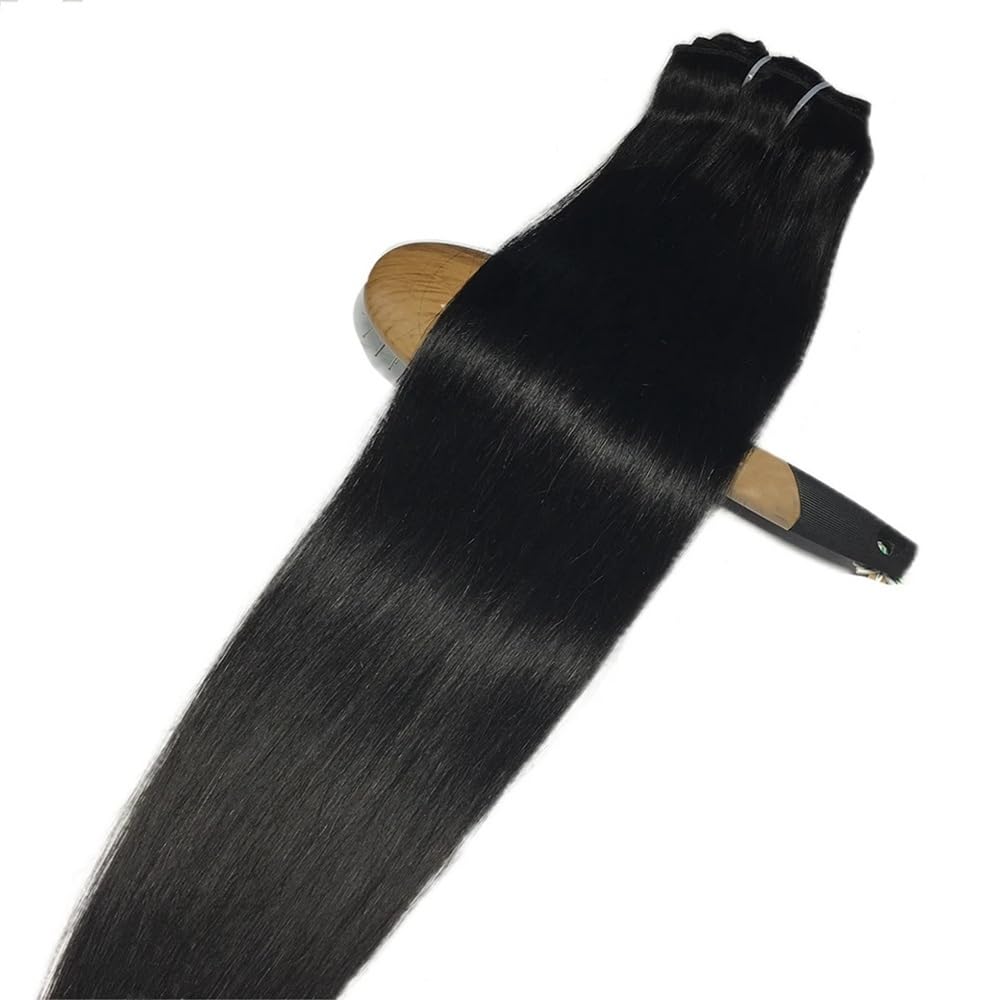 Przedłużanie włosów Ludzkie włosy doczepiane, naturalne czarne jedwabiście proste klipsowe 10-26 cali brazylijskie remy 8 szt. 120G(18inches)