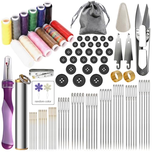 zrsdto 100Pcs Big Eye Steel Sewing Needles Kit, Stainless Steel