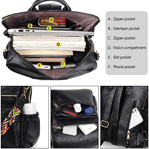 Image of Dora & Liz Womens Backpack Purse Leather Backpack Purse for Women Travel Fashion Backpack Designer Ladies Shoulder Bags
