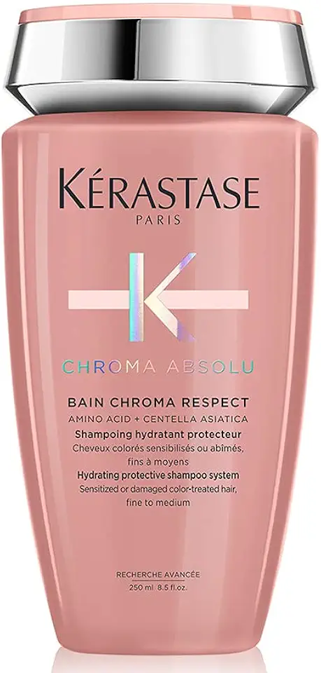 Kérastase Shampoo Chroma Absolu Bain Chroma Respect, Para Cabelos coloridos, Proteção de cor, Aminoácido, Centelha Asiática, 250 ml