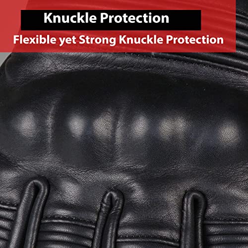 Jackets 4 Bikes Men's Motorcycle Gloves Premium Leather Street Protective Cruiser Gel Padded Driving Riding Biker Gloves Black L #TOP3