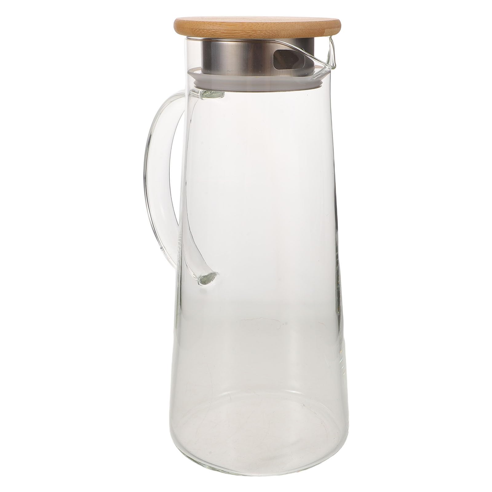 Jarra de Vidrio de Borosilicato para Jugo con Tapa Hermética | Capacidad de 3.8 Litros, Vertido Fácil y Limpieza Sencilla, Resistente al Calor, con Bambú y Acero Inoxidable