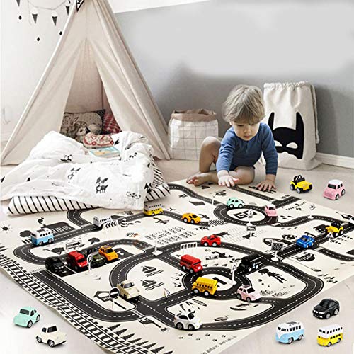 Jannyshop Tapis de Jeu pour Enfants Ville Route Bâtiments Parking Carte Jeu Jouets éducatifs Calcul et Mathématiques
