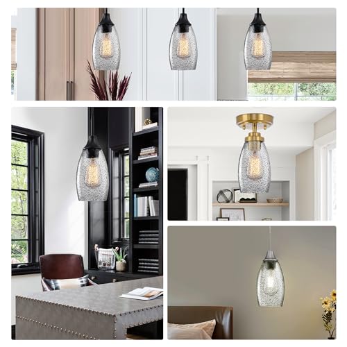 Viinew Black Seeded Glass Pendant Lamp Shade 4.72" Glass Light Cover by Viinew - Image 8