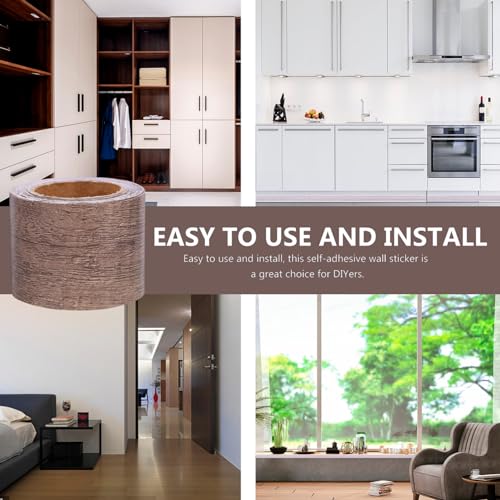 DIYEAH Guarnição De Moldagem De Rodapé 1 Rolo De Papel De Parede De Madeira Casca De Borda E Cola Fi