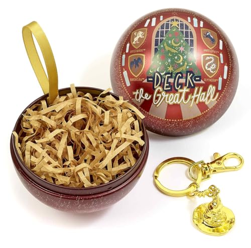 Harry Potter Sprechender Hut in Weihnachtskugel Unisex Schlüsselanhänger goldfarben