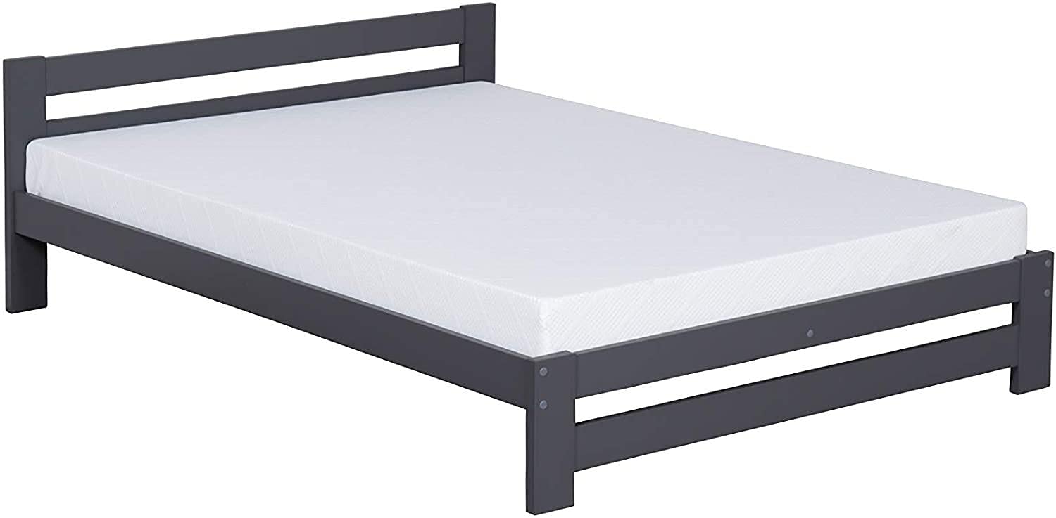 Save on Goods Low level, low to floor, small head foot board end grey bed frame,Wood painted. (4ft6 Double)