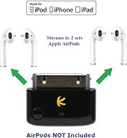 Vista 3 de i10 (Negro): divisor de transmisor estéreo Bluetooth, compatible con Apple iPod/iPhone/iPad. Funciona bien con 2 juegos de AirPods de Apple.
