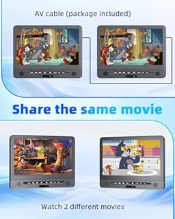 Arafuna 12" lettore DVD Auto con 2 schermi, poggiatesta per auto con batteria di 5 ore, supporto scheda USB/TF, sincronizzazione dello schermo e ultima memoria