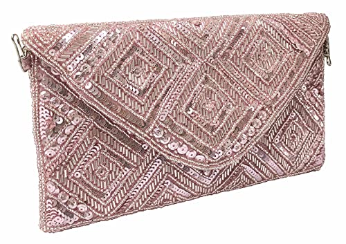 Image of DUCHESS Women's Hand Embroidered Envelope Clutch -Bridal Ethnic Traditional Casual Purse /Clutch /Handbag (23 L x 2.5 W x 13H cm)