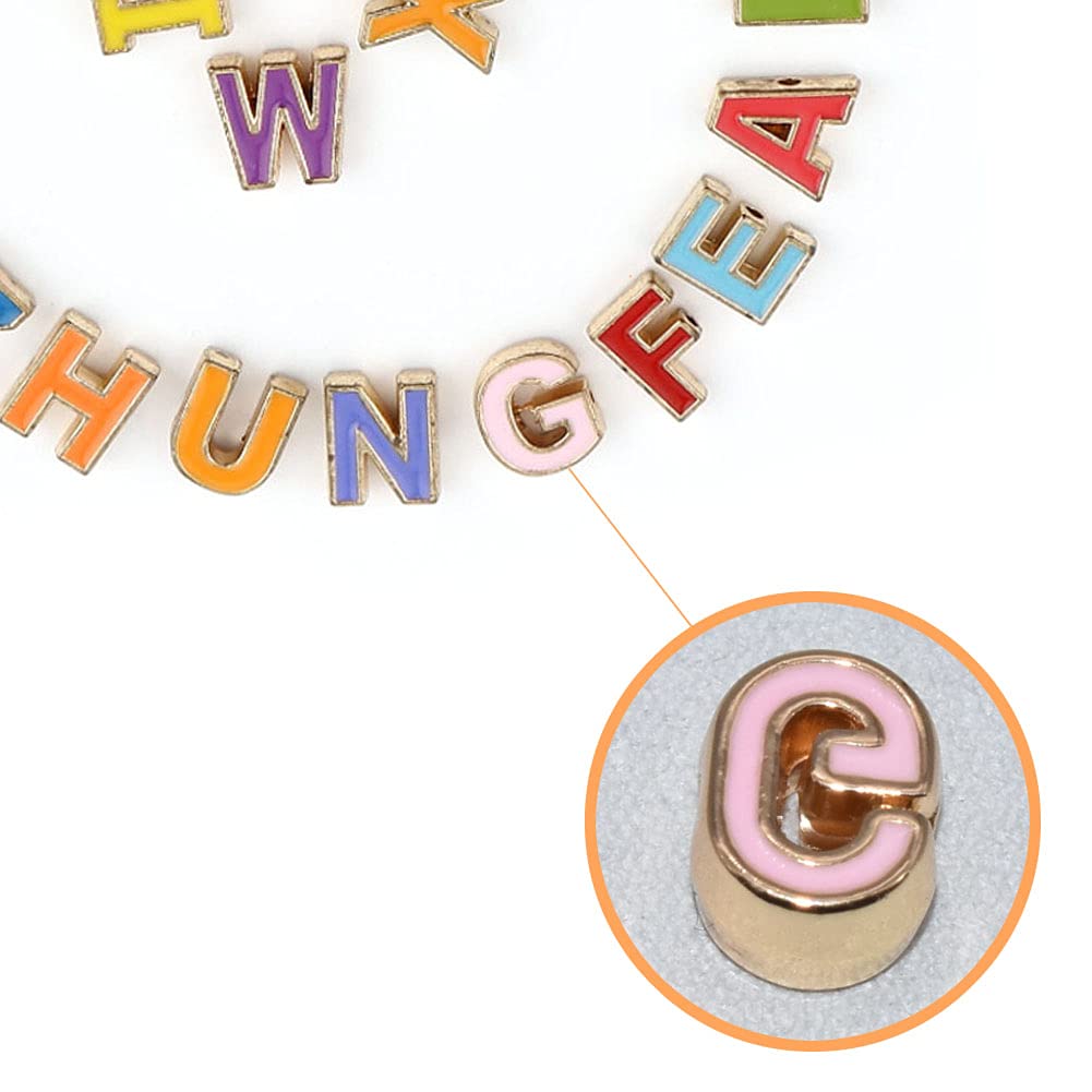 ANSGGB 52Pcs Alloy Enamel Letter Shape Beads, Capital Alphabet 2 Sets of A-Z Charm Beads for DIY Bracelet Necklace Jewelry Making - Image 4