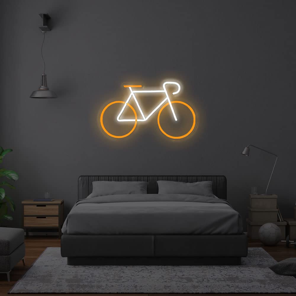 Bicicletta Neon Giallo Bianco Neon Decorazioni da parete Segno LED Insegna al neon alimentata tramite USB personalizzata per l'arredamento del bar del ristorante della camera da letto