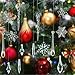 FEPITO 57 PCS Acrylic Snowflake Icicles Christmas Icicle Snowflake with Crystal Line Ornaments Set for Christmas Tree Decorations