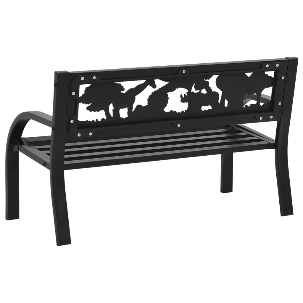 vidaXL Banc de Jardin pour Enfants Meuble d'Extérieur Banc de Patio Meuble de Jardin Banc de Terrasse Banc d'Arrière-Cour Meuble de Patio 86 cm Acier