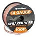 InstallGear 14 Gauge AWG 100ft Speaker Wire Cable - Clear