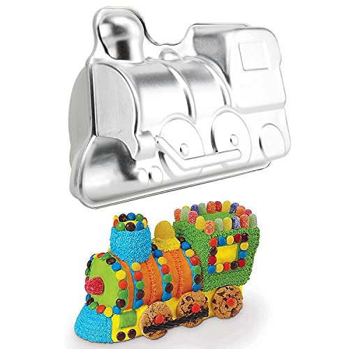 image for Cayanmydery 2 PCS Train Shape Cake Pan Mould, Locomotive Shaped 3D Bir