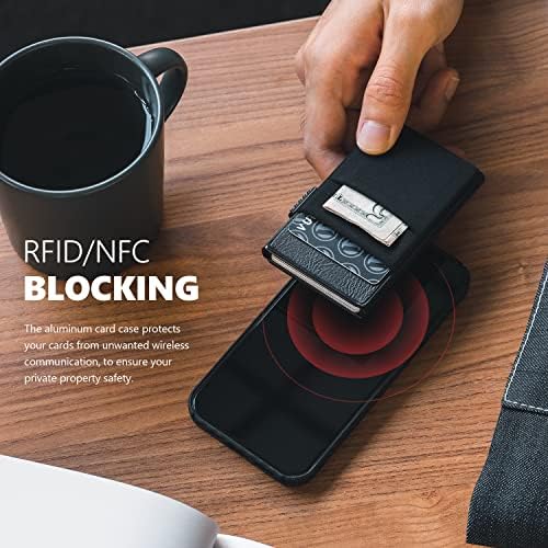 VULKIT Credit Card Holder with EDC Pockets & ID Window RFID Blocking Pop Up Card Wallet Slim Metal Wallet