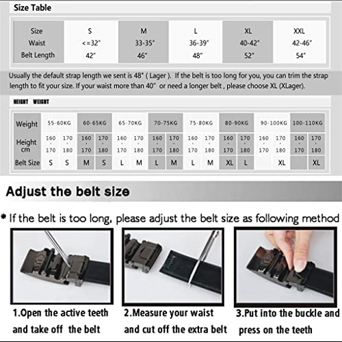 Men's Belt Belts Leather Waistband Suspenders Man Gift Black Stretch Buckles (Color : Black, Size : 125cm)2
