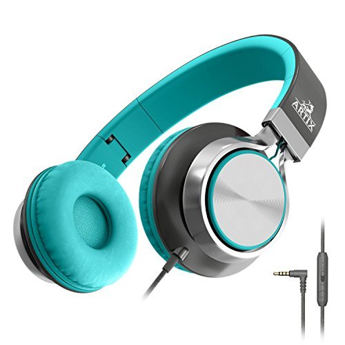ARTIX Over Ear Headphones Wired with Microphone and Volume Control, Foldable Noise Isolating Headset with Deep Bass for School, Laptop, Computer, Chromebook, Tablet, Travel (3.5mm Jack)