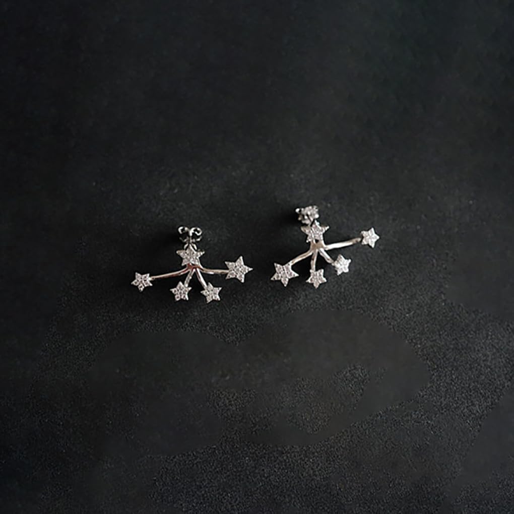 Silver CZ Star Jacket Earrings for Women Bling Rhinestone Stars Cluster Stud Earrings Gold Plated Pentagram Crawlers Earring Jewelry Accessories - Image 5