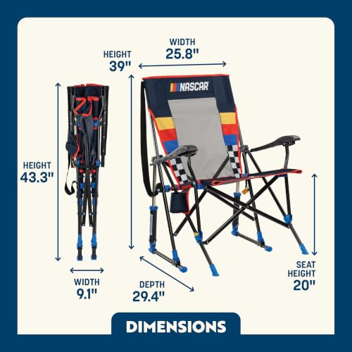 GCI Outdoor NASCAR Roadtrip Rocker Camping & Sideline Sports Chair | Portable Folding Rocking Chair with Durable Armrests & Drink Holder, NASCAR Blue - image 3
