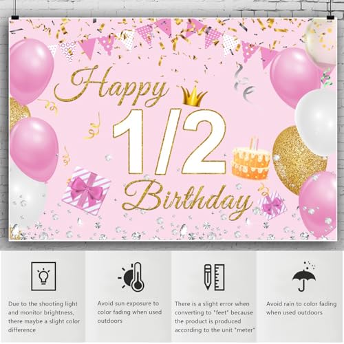 YongFoto Happy 1/2 Birthday Backdrop 5x3ft Fondos Fotográficos miniatura 6