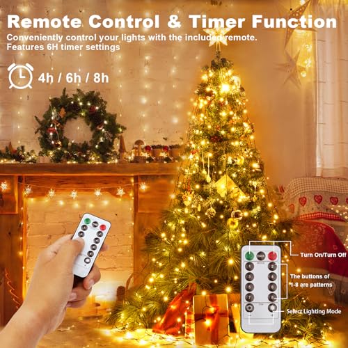 Guirlande sapin sans nœud 400 LED avec étoile facile à installer