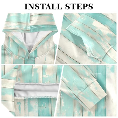 KLL Teal Turquoise Green Painted Wood Toddlers and Boys' Sweatshirt Crewneck Pullover Top Streetwear with Kangaroo Pocket3