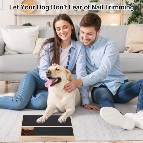 Starvortex Kratzbrett Hund, 35 x 25 x 3 cm Dog Nail Scratch Board mit Snack-Box, Holz Krallenschleifer für Hunde Board mit Sandpapierbrett, Kratzbrett für Hunde, Alternative Krallenschleifer