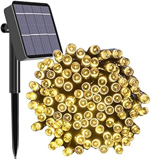 Solar String Lights Outdoor, 65ft 200 LED Solar Garden Fairy Lights Waterproof 8 Modes Solar Powered Decorative Lights for Patio, Garden, Yard, Tree, Home, Party - Warm White [Energy Class A+++]