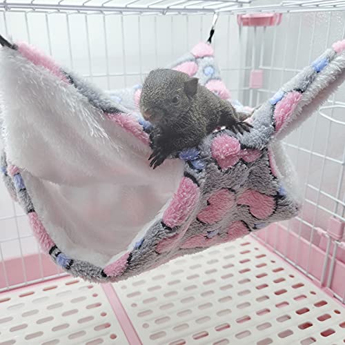 SOBW Hängematte Höhle 2 Ebenen Hängendes Bett Flauschige Hängebett Käfig Kleintierebett Intellektuelles Spielzeug mit Haken for Ratte Chinchillas Totoro Hamster Frettchen Mäuse Nager