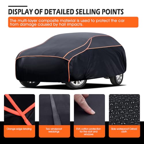 Image of Hail Protector Car Cover, Thickened Multi-Layered EVA Car Hail Protector SUV Size A7 Fit for Toyota Highlander, Honda Pilot, Nissan Pathfinder, BMW X5 /X6 (191-201 inch)