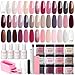 AZUREBEAUTY 31 Pcs Dip Powder Nail Kit Starter 20 Colors Clear Nude Pink Brown Glitter All Season Acrylic Dipping Powder Liquid Set with Top/Base Coat Activator for French Nail Art DIY Salon Gift