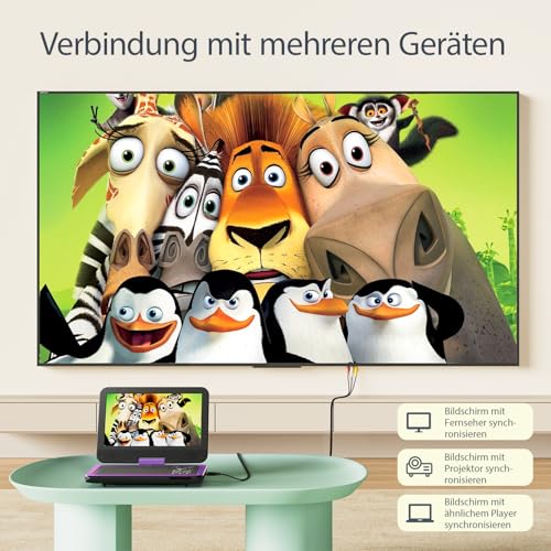 Yoton 12,5\ Tragbarer DVD-Player Mit 10,5\ HD-Schwenkbildschirm Für Das Auto, Mit Autoladegerät, Memory-Playback-Funktion, Unterstützt 4-6 Stunden Wiedergabe [Blu-ray Nicht Unterstützt]