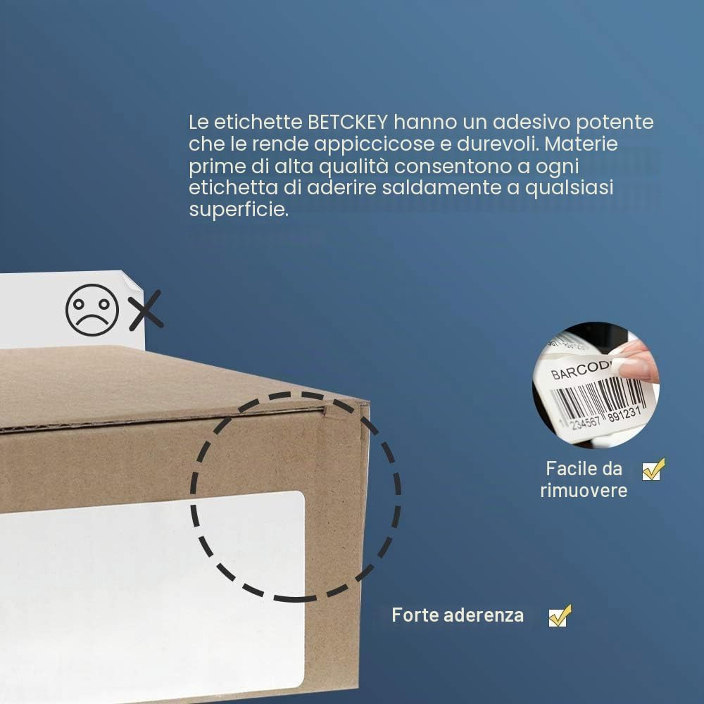 BETCKEY - 10 Rotoli DK-11201 Etichette per Indirizzi Compatibile con Brother, 29mm x 90mm, 4000 Etichette per Stampanti di Etichette Brother QL (2 Portaetichette Riutilizzabili)